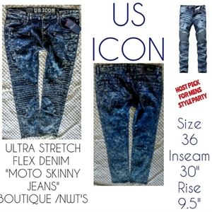 US Icon Jeans Size 36 Moto Skinny Leg NWT